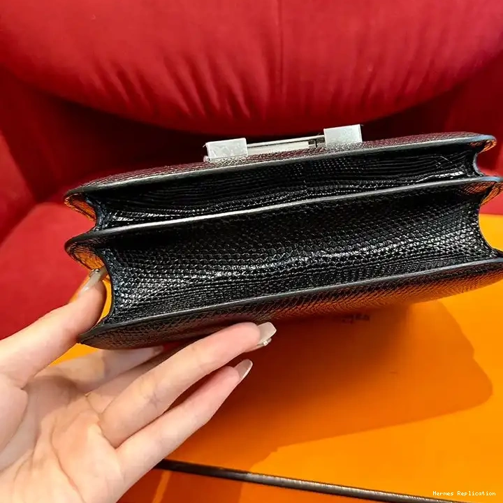 Affordable Lizard Palladium Hardware Hermes In Constance Bag Black Leather 0424